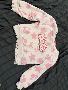 Barbie Pink and White Star & Silhouette Knit Sweater